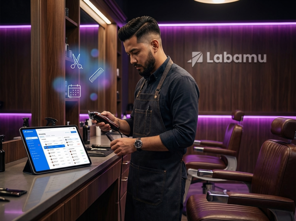 alat barbershop dan aplikasi barbershop labamu