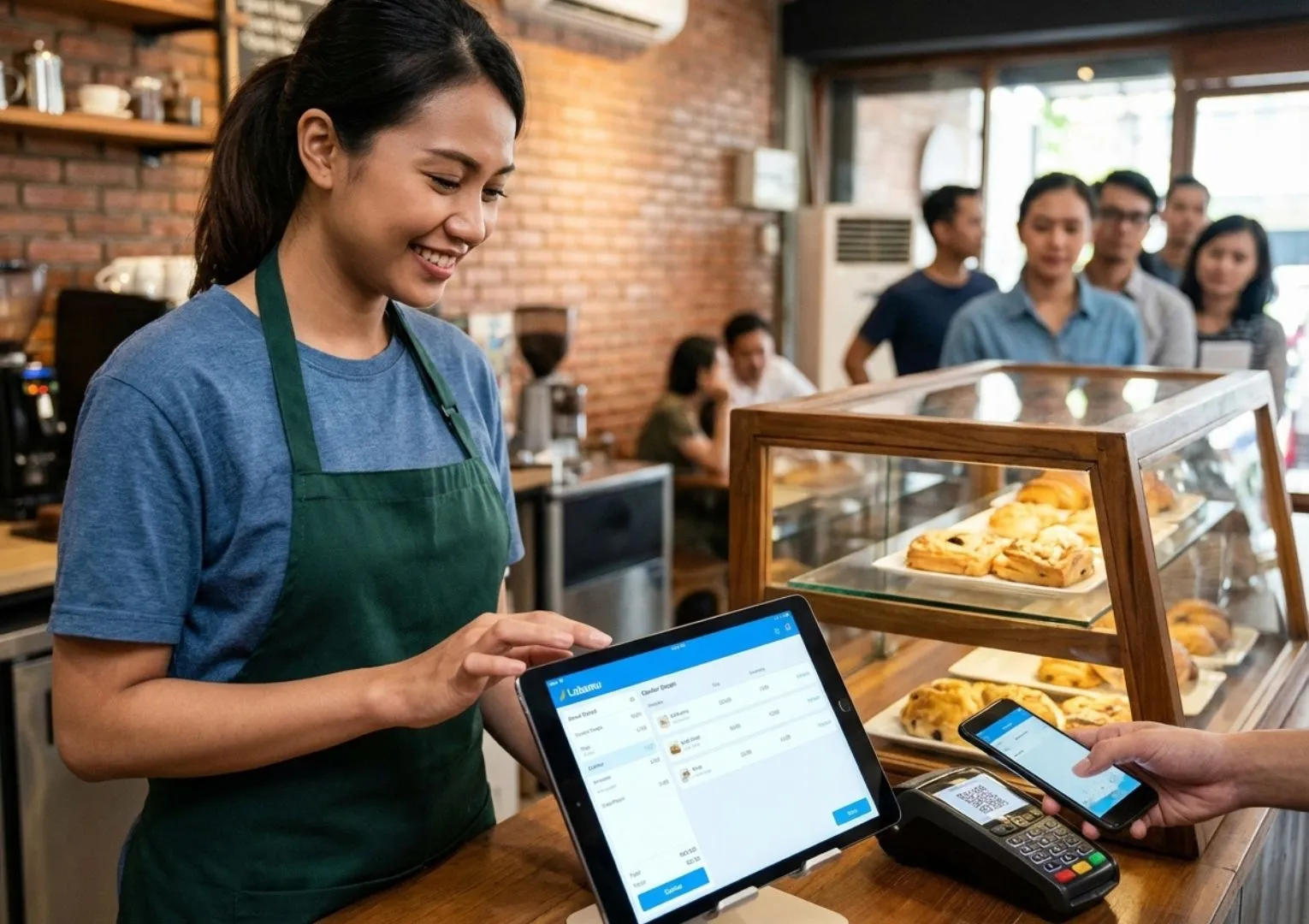 pegawai kafe menggunakan labamu aplikasi kasir restoran terbaik