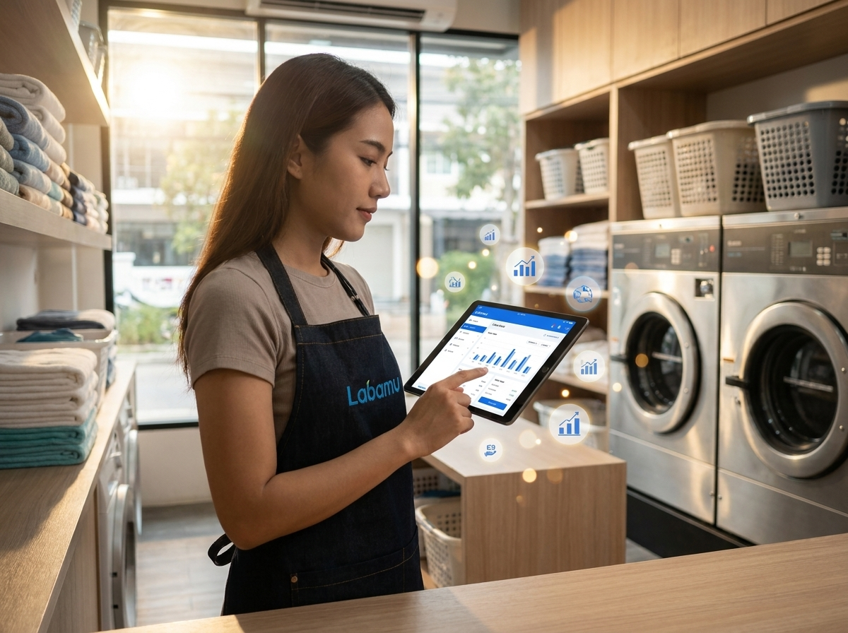 perlengkapan laundry bisnis pakai aplikasi kasir labamu