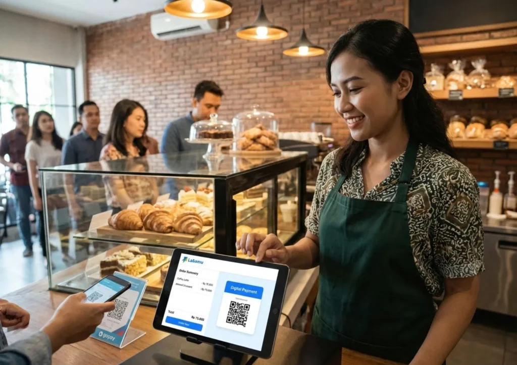 waitres menggunakan labamu aplikasi kasir restoran terbaik