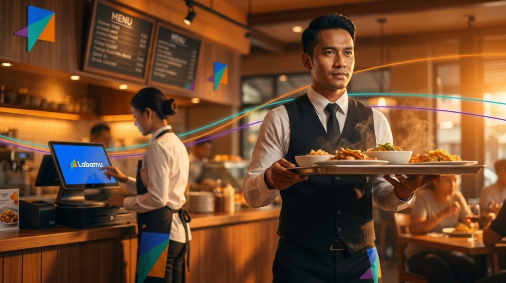 tugas pelayan restoran menggunakan labamu rms