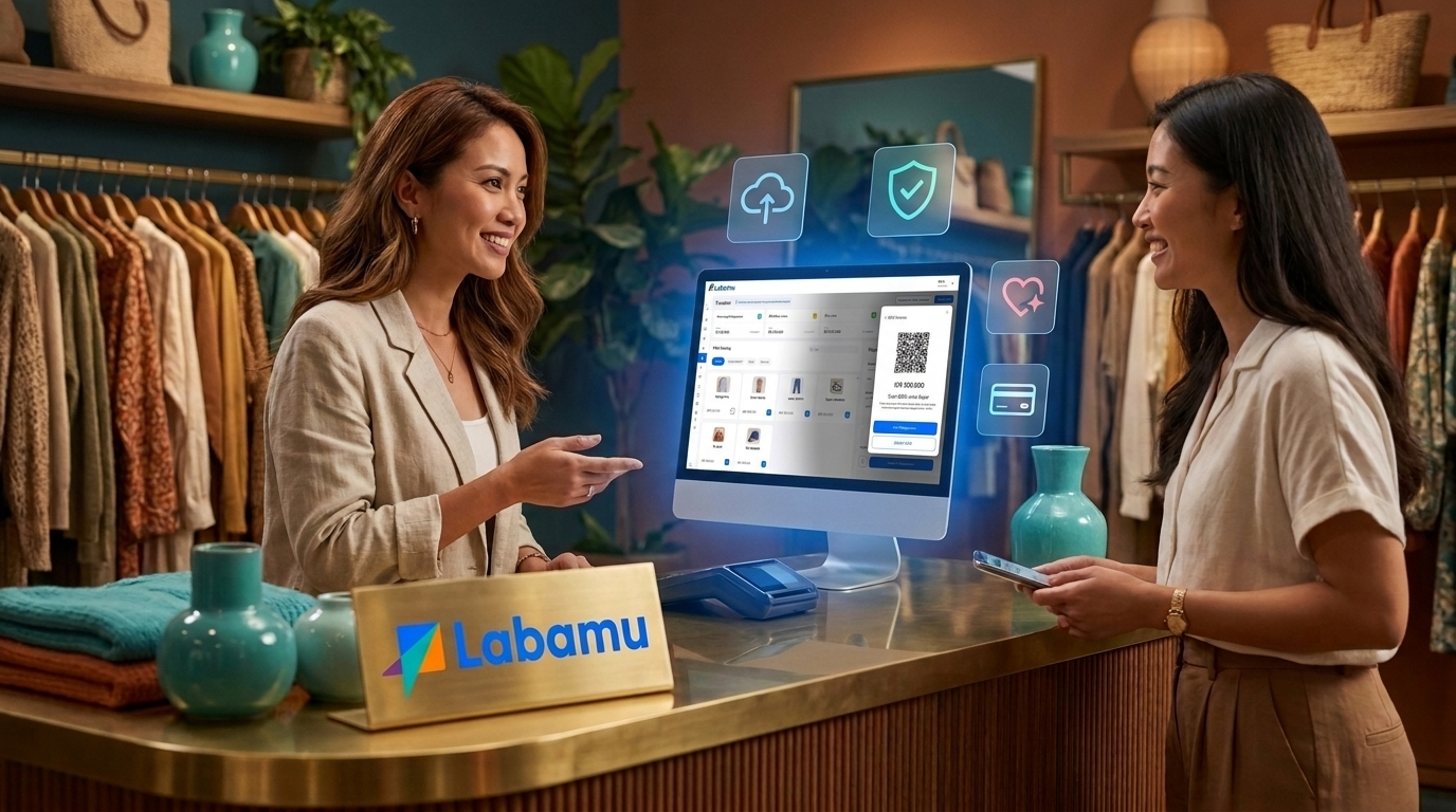 aplikasi kasir QRIS untuk komputer akses Labamu di dekstop browser