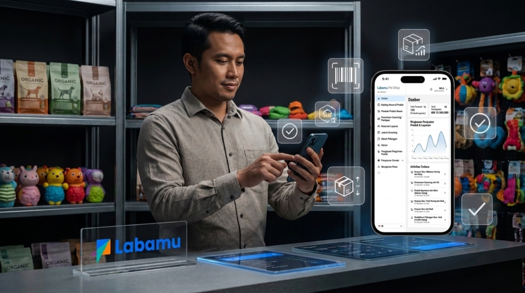 aplikasi kasir petshop dengan labamu ecommerce