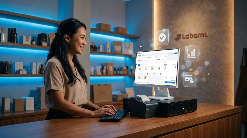 aplikasi kasir untuk komputer akses Labamu di dekstop browser
