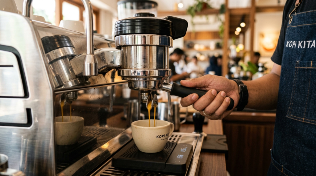 SOP Kafe kalibrasi mesin kopi dan aplikasi kasir labamu